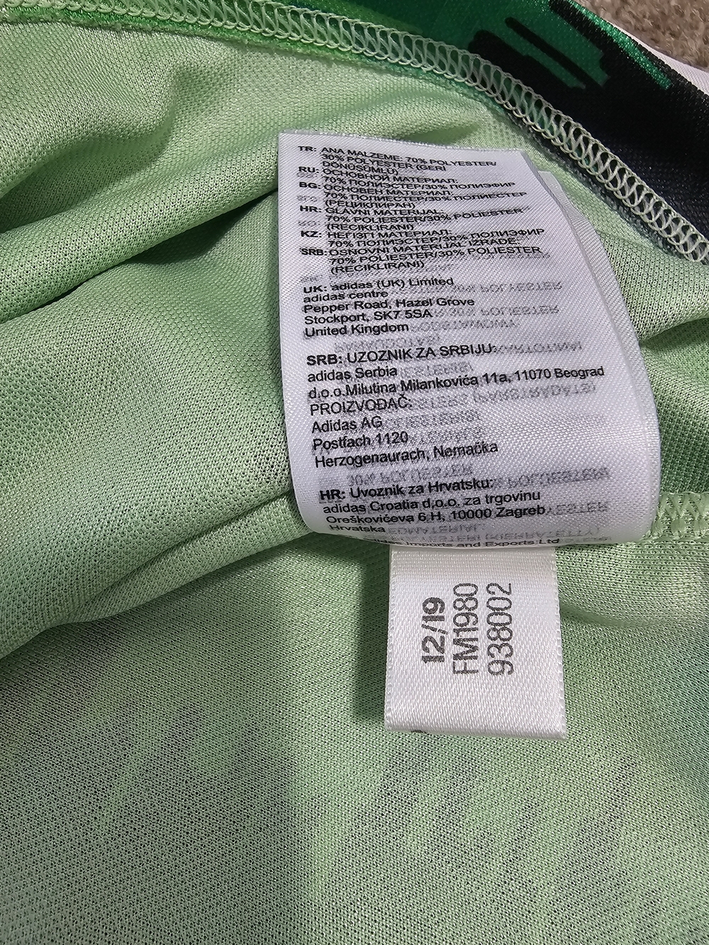 adidas Originals Men’s Long Sleeve Striped Polo Green/Black Logo Size M FM1980 - Picture 13 of 14